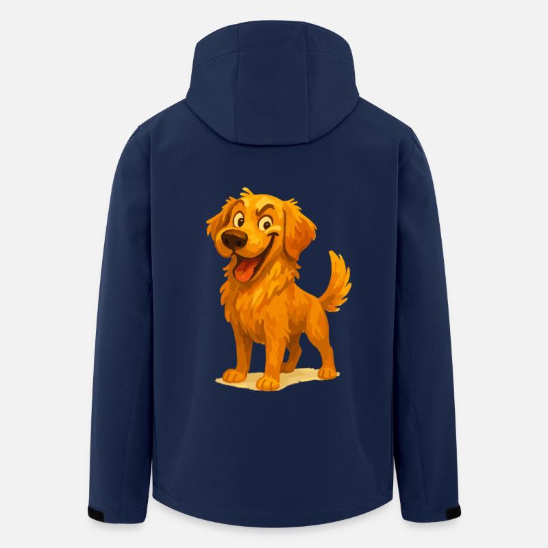 Dessin animé coquin Golden Retriever - Veste softshell homme en polyester recyclé Stanley/Stella - marine