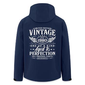 Vintage, années 1980, Vintage Born Cadeau d’anniversaire - Veste softshell homme en polyester recyclé Stanley/Stella - marine - Dos - AI Model Male 185 light (185cm)