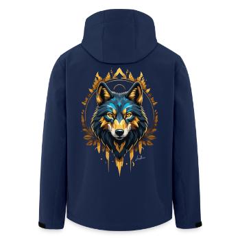 Geometrischer Goldwolf - Recycelte Männer Softshell-Jacke von Stanley/Stella - Navy - Hinten - AI Model Male 185 light (185cm)