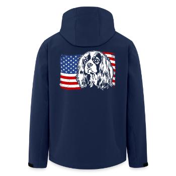 Cavalier King Charles Spaniel US America Flag - Men’s Recycled Softshell Jacket by Stanley/Stella - navy - Back - AI Model Male 185 light (185cm)