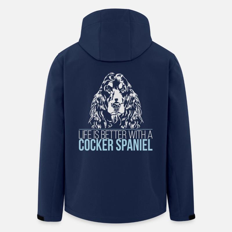 Cocker Spaniel Life is better Spruch Wilsigns - Recycelte Männer Softshell-Jacke von Stanley/Stella - Navy