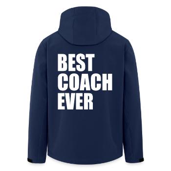 Best coach ever - Men’s Recycled Softshell Jacket by Stanley/Stella - navy - Back - AI Model Male 185 light (185cm)