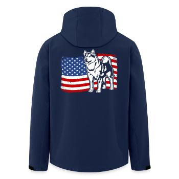 Alaskan Malamute US America Flag Dogs Wilsigns - Men’s Recycled Softshell Jacket by Stanley/Stella - navy - Back - AI Model Male 185 light (185cm)