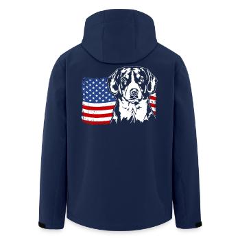 Entlebucher Sennenhund US Amerika Fahne Wilsigns - Recycelte Männer Softshell-Jacke von Stanley/Stella - Navy - Hinten - AI Model Male 185 light (185cm)