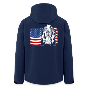 Basset Hound US America Flag Dogs Wilsigns - Men’s Recycled Softshell Jacket by Stanley/Stella - navy - Back - AI Model Male 185 light (185cm)