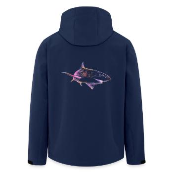 Shark color - Recycelte Männer Softshell-Jacke von Stanley/Stella - Navy - Hinten - AI Model Male 185 light (185cm)