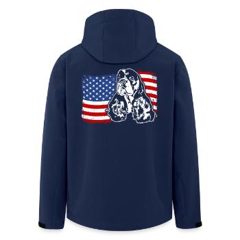 American Cocker Spaniel US America Flag Wilsigns - Men’s Recycled Softshell Jacket by Stanley/Stella - navy - Back - AI Model Male 185 light (185cm)