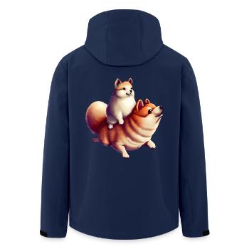 Shiba Inu Hund auf Rücken - Recycelte Männer Softshell-Jacke von Stanley/Stella - Navy - Hinten - AI Model Male 185 light (185cm)
