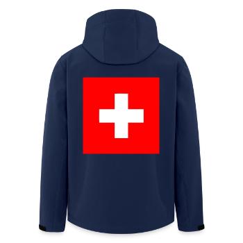 Switzerland - Men’s Recycled Softshell Jacket by Stanley/Stella - navy - Back - AI Model Male 185 light (185cm)