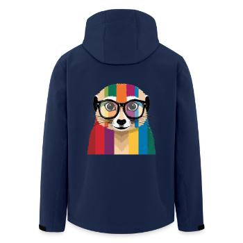 Meerkat Glasses Colorful Cool - Men’s Recycled Softshell Jacket by Stanley/Stella - navy - Back - AI Model Male 185 light (185cm)