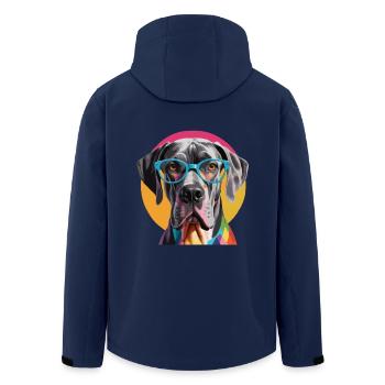Great Dane Great Dane Dog Colorful Glasses - Men’s Recycled Softshell Jacket by Stanley/Stella - navy - Back - AI Model Male 185 light (185cm)