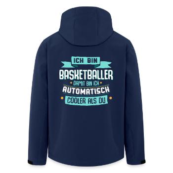 Ich bin Basketballer, damit bin ich cooler als du. - Recycelte Männer Softshell-Jacke von Stanley/Stella - Navy - Hinten - AI Model Male 185 light (185cm)