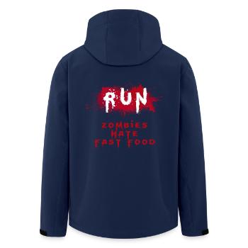 Zombies hate fast food ZOMBIE - Men’s Recycled Softshell Jacket by Stanley/Stella - navy - Back - AI Model Male 185 light (185cm)