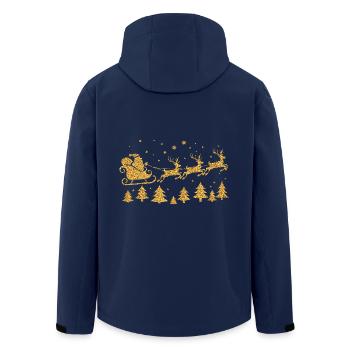 Santa Reindeer Sleigh Santa Claus Silhouette - Men’s Recycled Softshell Jacket by Stanley/Stella - navy - Back - AI Model Male 185 light (185cm)