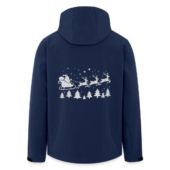 Santa Reindeer Sleigh Santa Claus Silhouette - Men’s Recycled Softshell Jacket by Stanley/Stella - navy - Back - AI Model Male 185 light (185cm)