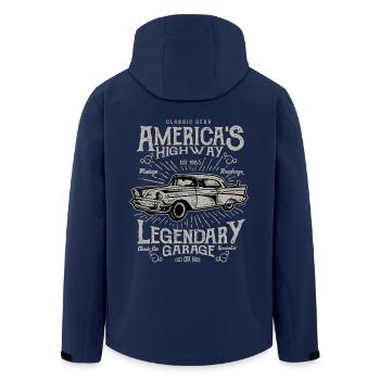 Americas Highway Vintage Retro Auto Motor Amerika - Recycelte Männer Softshell-Jacke von Stanley/Stella - Navy - Hinten - AI Model Male 185 light (185cm)