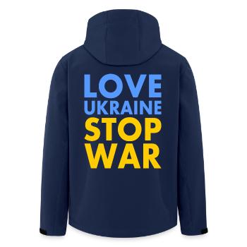 Love ukraine stop war - Men’s Recycled Softshell Jacket by Stanley/Stella - navy - Back - AI Model Male 185 light (185cm)