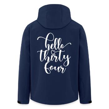 Hello Thirty Four Cute 34 Years Old Birthday - Men’s Recycled Softshell Jacket by Stanley/Stella - navy - Back - AI Model Male 185 light (185cm)