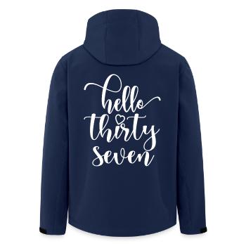 Hello Thirty Seven Cute 37 Years Old Birthday - Men’s Recycled Softshell Jacket by Stanley/Stella - navy - Back - AI Model Male 185 light (185cm)