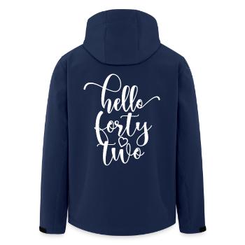 Hello Forty Two Cute 42 Years Old Birthday - Men’s Recycled Softshell Jacket by Stanley/Stella - navy - Back - AI Model Male 185 light (185cm)