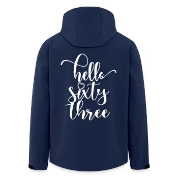 Hello Sixty Three Cute 63 Years Old Birthday - Men’s Recycled Softshell Jacket by Stanley/Stella - navy - Back - AI Model Male 185 light (185cm)