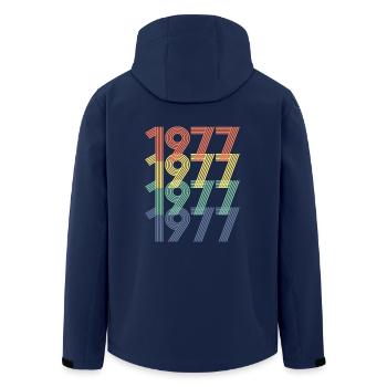 Cool Retro 1977, 45 ans, cadeau de 45e anniversaire - Veste softshell homme en polyester recyclé Stanley/Stella - marine - Dos - AI Model Male 185 light (185cm)