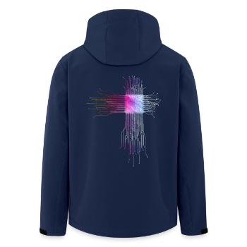 Programmer CPU Motif - Men’s Recycled Softshell Jacket by Stanley/Stella - navy - Back - AI Model Male 185 light (185cm)