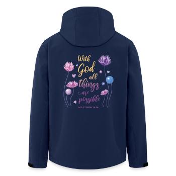 Religious Quote Christian Gift - Men’s Recycled Softshell Jacket by Stanley/Stella - navy - Back - AI Model Male 185 light (185cm)