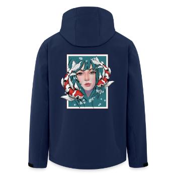 Anime Koi - Recycelte Männer Softshell-Jacke von Stanley/Stella - Navy - Hinten - AI Model Male 185 light (185cm)