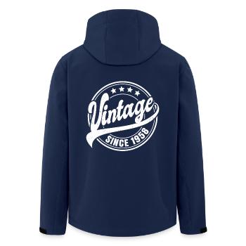 Vintage Since 1958 65th Birthday Gift - Men’s Recycled Softshell Jacket by Stanley/Stella - navy - Back - AI Model Male 185 light (185cm)