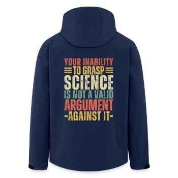 Inability to Grasp Science Is Not a Valid Vintage - Men’s Recycled Softshell Jacket by Stanley/Stella - navy - Back - AI Model Male 185 light (185cm)
