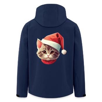 Visage de chat Père Noël Saint-Nicolas chat Noël - Veste softshell homme en polyester recyclé Stanley/Stella - marine - Dos - AI Model Male 185 light (185cm)