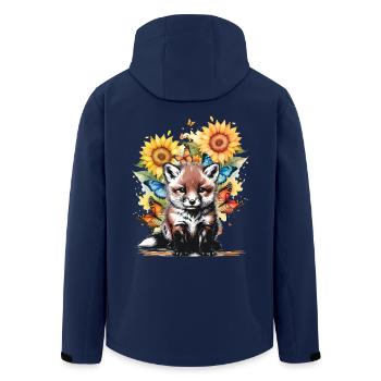 Fox Foxes Nature Flowers Child - Men’s Recycled Softshell Jacket by Stanley/Stella - navy - Back - AI Model Male 185 light (185cm)