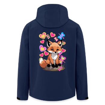 Fuchs Waldtiere Füchse Frühling Schmetterlinge - Recycelte Männer Softshell-Jacke von Stanley/Stella - Navy - Hinten - AI Model Male 185 light (185cm)