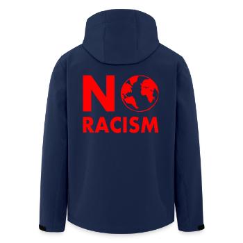 No racism - Men’s Recycled Softshell Jacket by Stanley/Stella - navy - Back - AI Model Male 185 light (185cm)