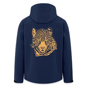Jaguar Face Graphic Cool Big Cat Wild Animal Lover - Men’s Recycled Softshell Jacket by Stanley/Stella - navy - Back - AI Model Male 185 light (185cm)