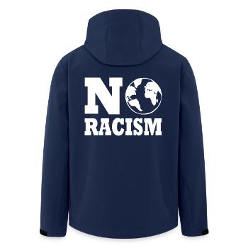 No racism - Men’s Recycled Softshell Jacket by Stanley/Stella - navy - Back - AI Model Male 185 light (185cm)