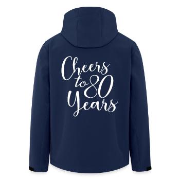 Cheers To 80 Years 80th Birthday Anniversary - Men’s Recycled Softshell Jacket by Stanley/Stella - navy - Back - AI Model Male 185 light (185cm)