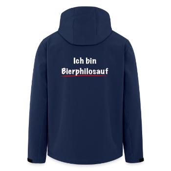 beer philosophy, funny, drinking beer, philosopher - Men’s Recycled Softshell Jacket by Stanley/Stella - navy - Back - AI Model Male 185 light (185cm)