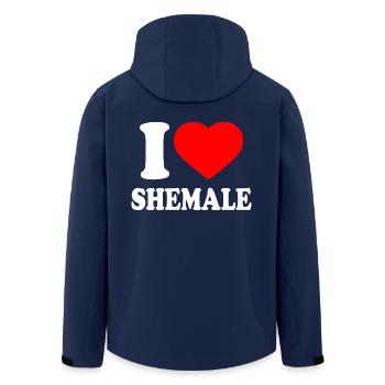 I love shemale - Men’s Recycled Softshell Jacket by Stanley/Stella - navy - Back - AI Model Male 185 light (185cm)