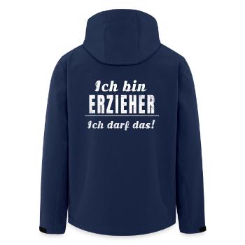 Ich bin Erzieher ich darf das! - Recycelte Männer Softshell-Jacke von Stanley/Stella - Navy - Hinten - AI Model Male 185 light (185cm)