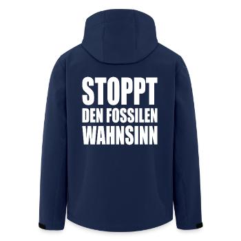 Stoppt den fossilen wahnsinn - Recycelte Männer Softshell-Jacke von Stanley/Stella - Navy - Hinten - AI Model Male 185 light (185cm)