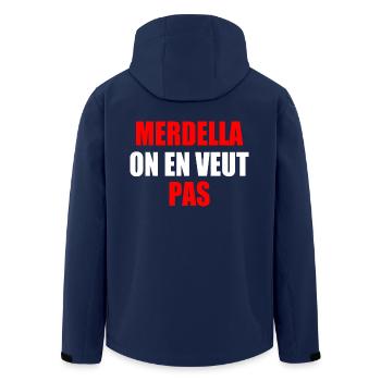merdella on en veut pas - Men’s Recycled Softshell Jacket by Stanley/Stella - navy - Back - AI Model Male 185 light (185cm)