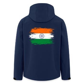 India flag used look - Men’s Recycled Softshell Jacket by Stanley/Stella - navy - Back - AI Model Male 185 light (185cm)