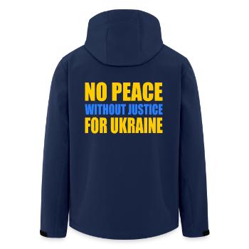 No peace without justice for ukraine - Men’s Recycled Softshell Jacket by Stanley/Stella - navy - Back - AI Model Male 185 light (185cm)
