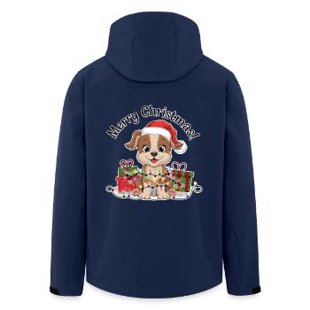 Chien Noël Noël Chapeau Joyeux Noël - Veste softshell homme en polyester recyclé Stanley/Stella - marine - Dos - AI Model Male 185 light (185cm)