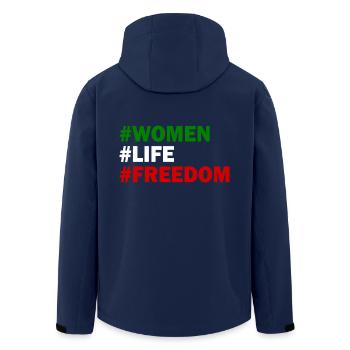 Women life freedom - Recycelte Männer Softshell-Jacke von Stanley/Stella - Navy - Hinten - AI Model Male 185 light (185cm)