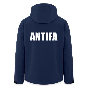 Antifa - Men’s Recycled Softshell Jacket by Stanley/Stella - navy - Back - AI Model Male 185 light (185cm)