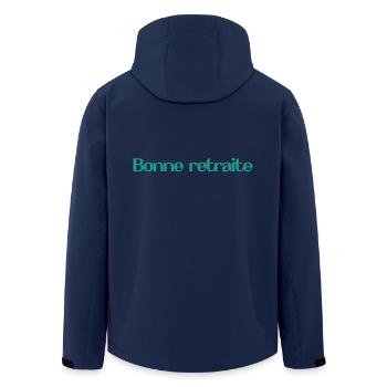 RETIREMENT. HAPPY RETIREMENT. HAPPY RETREAT - Men’s Recycled Softshell Jacket by Stanley/Stella - navy - Back - AI Model Male 185 light (185cm)