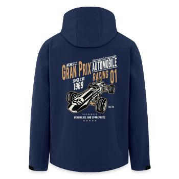 GRAND PRIX SUPER CAR - Vintage racing car motif - Men’s Recycled Softshell Jacket by Stanley/Stella - navy - Back - AI Model Male 185 light (185cm)